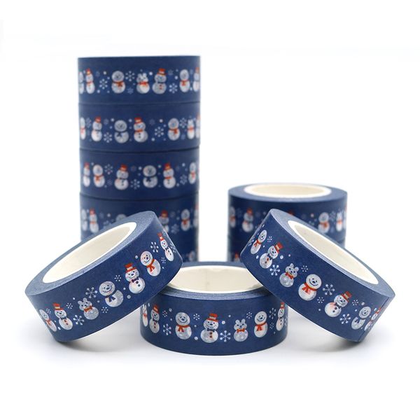 

adhesive new washi design christmas 10m*15mm snowman diy scrapbooking masking cute sticky paper tape 1 pcs