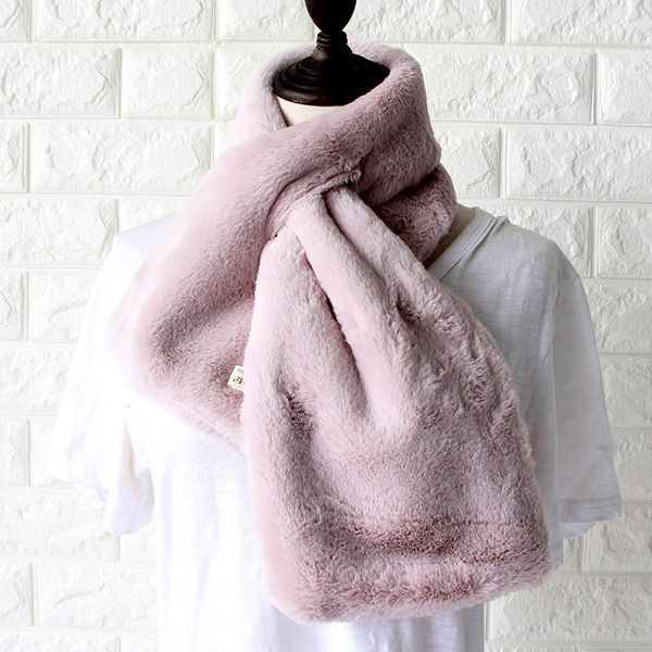 

korean version of the imitation rabbit fur scarf for women autumn winter thick solid color warm plush head collar scarves cashmere scarf22, Blue;gray