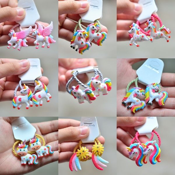 

2pcs new cute wings pony kids elastic hair bands princess cartoon headwear children ropes girls accessories baby headdress