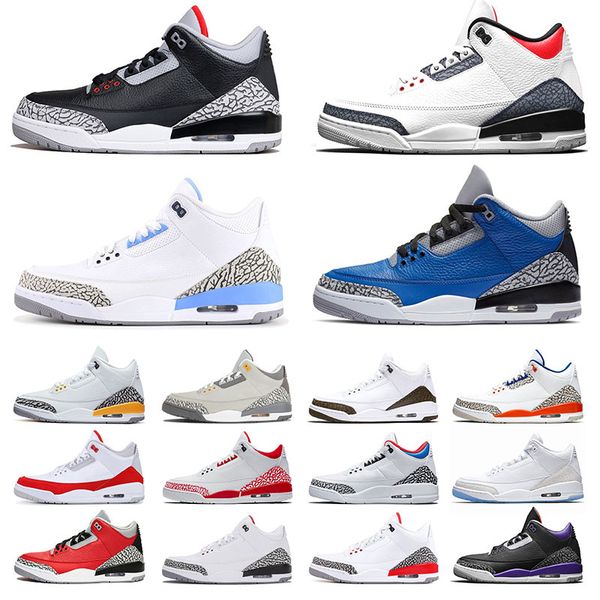 

2020 new jumpman 3 3s mens womens basketball shoes unc fragment retro white air cement sports sneakers trainers, White;red