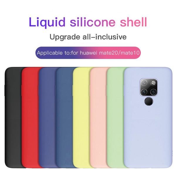 

ultra-thin liquid silicone phone case for huawei mate 20pro 20 10pro 10 9pro 9 cute candy color original silky soft cover funda wmtqer