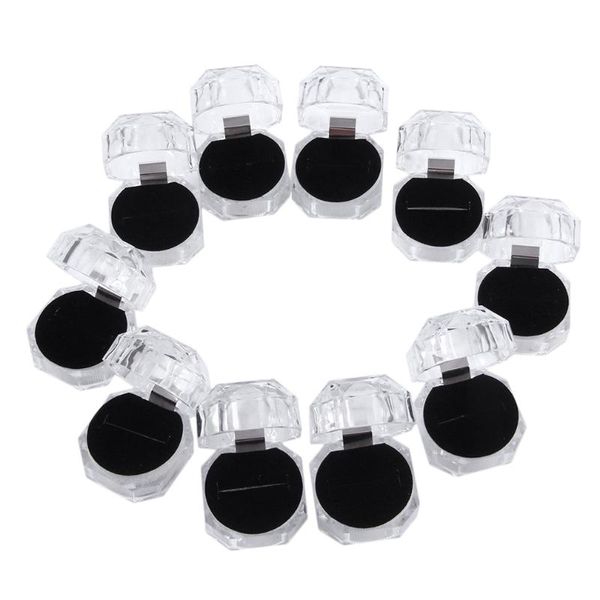 

10pcs clear acrylic ring display storage box ring earrings display boxes organizer package case transparent jewelry gift box &15, Pink;blue