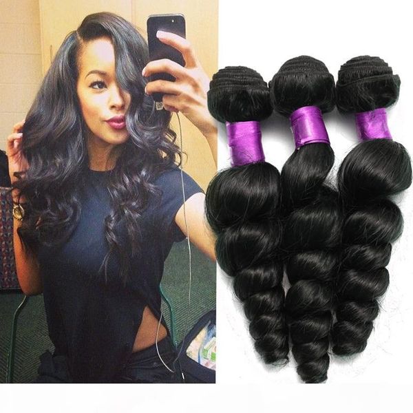 

brazilian loose wave virgin hair brazilian virgin hair 7a unprocessed virgin brazilian hair loose wave human wefts, Black