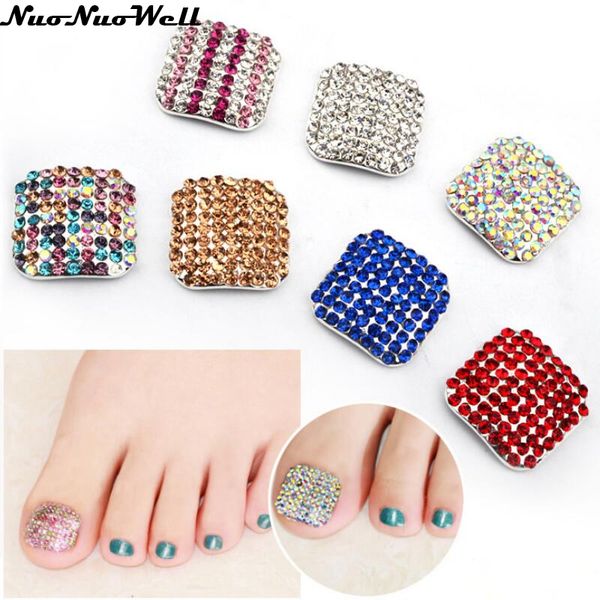 

nail glitter 1piece foot toenail stickers false fake tips diy 3d diamonds art manicure sapphire blue rhinestones, Silver;gold