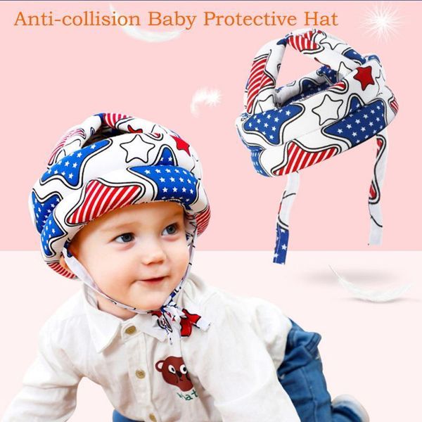 

adjustable cotton baby head protection pad helmet anti-bump head safety product children kid toddler protector cushion #t5p1, Blue;gray
