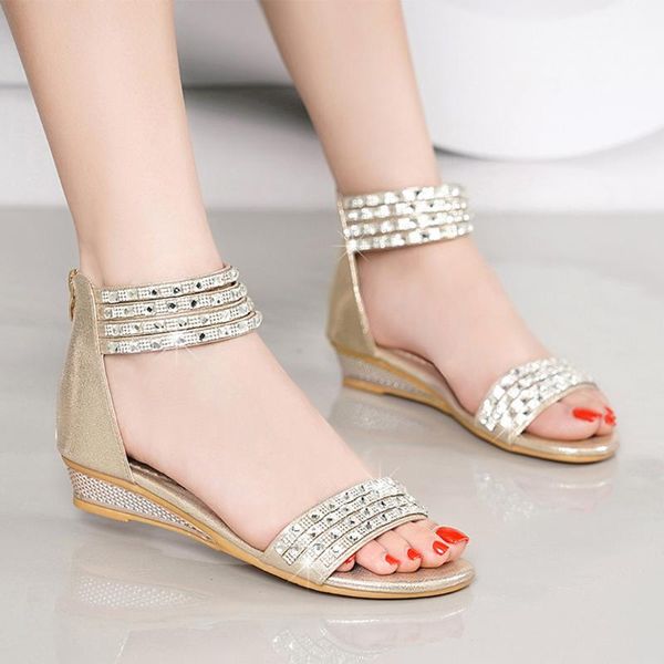 

gladiator sandals women crystal ladies fashion bohemian style crystal causal shoes sandals sandalias mujer 2020 #4, Black