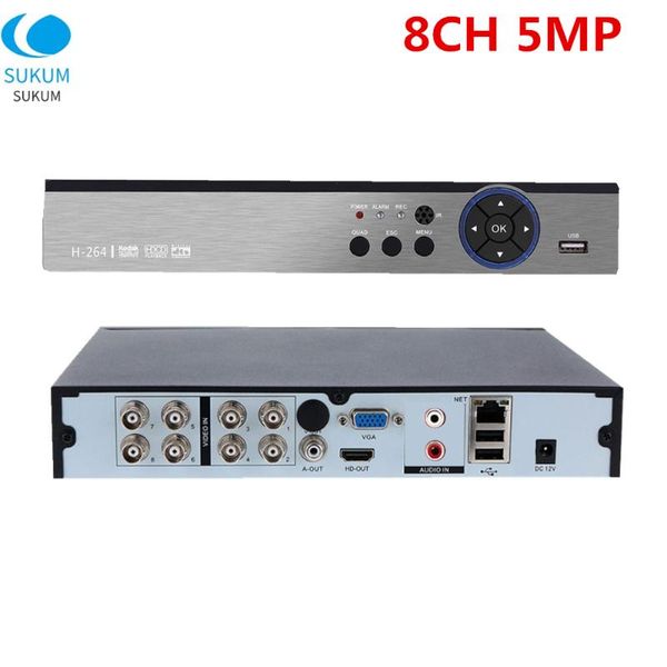 

kits surveillance dvr 8ch 5mp hybird nvr 2ch rca audio in onvif 5 1 cctv video recorder for ahd/cvi/tvi/cvbs/ip cameras, Black;white