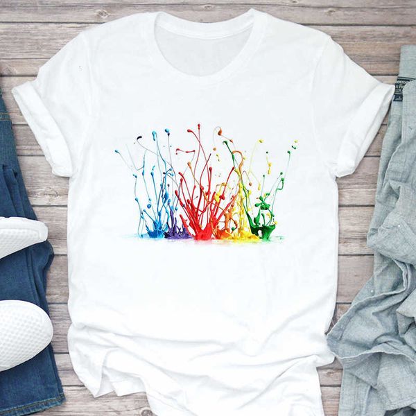 

2020 summer 3d nail paint printed t-shirt female graphics casual tshirt women's fashion harajuku t shirt ladies clothing, White