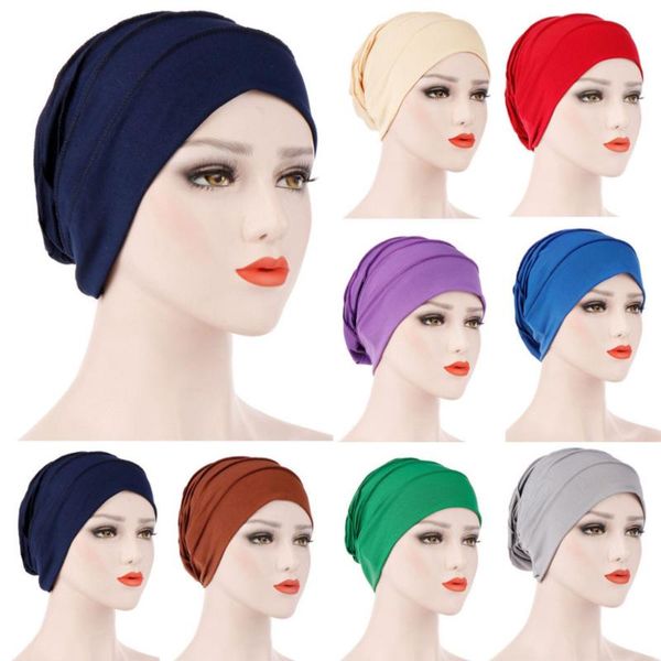 

beanie/skull caps 2021 women india hat muslim ruffle cancer chemo solid casual beanie scarf turban head wrap cap turbante mujer, Blue;gray