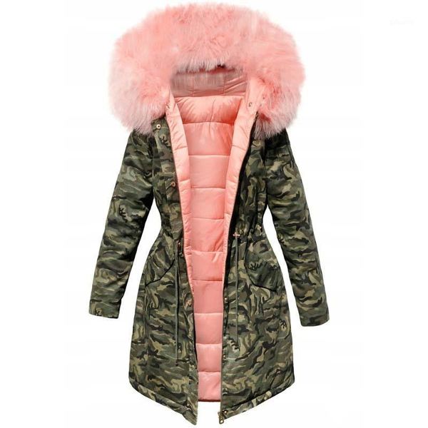 

womens winter warm thick padded parka coat long sleeve hooded outwear jacket1, Black