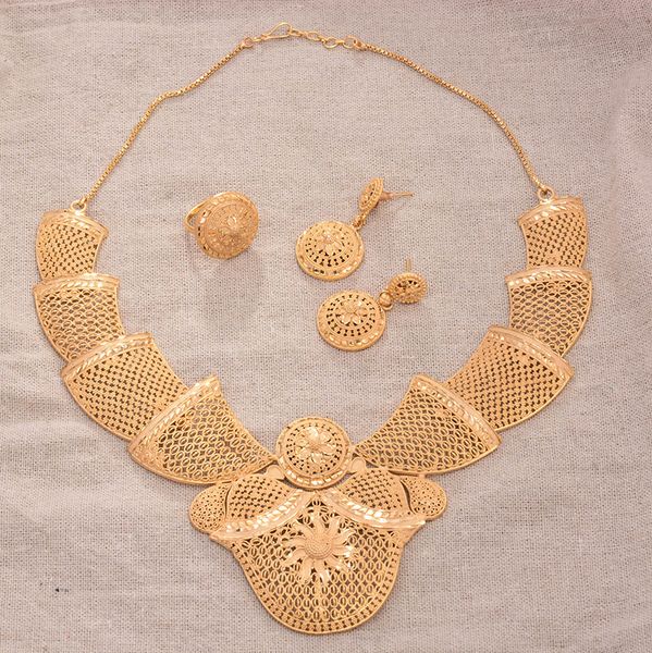 

dubai jewelry set for women keep color pure copper plated gold luxury designer necklace/earrings/ring jewelry for wedding women, Silver