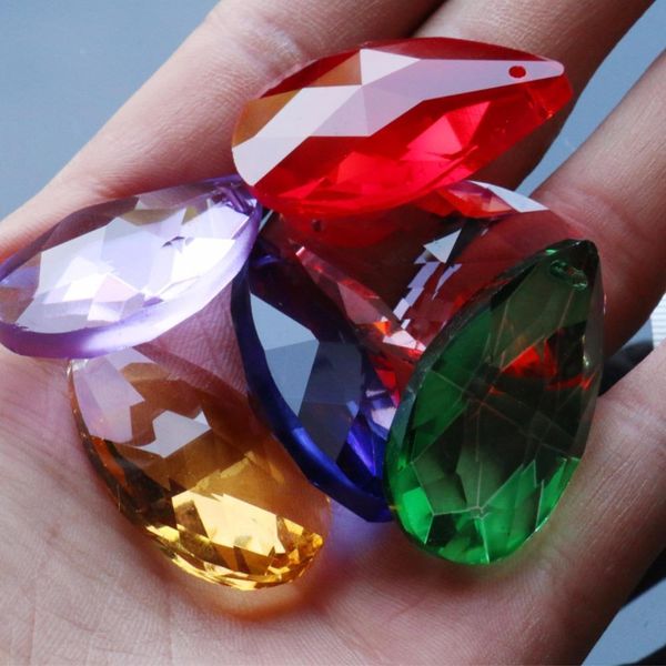 

6pcs lot mixed color group tear drop 38mm rainbow glass crystal prism diy pendant chandelier jewelry suncatcher spacer faceted h wmtuwe