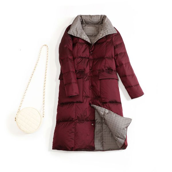 

new double faced paka long winter tall white collar duck feather female balloon coat snowsuit in 2020