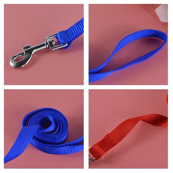 

dog collars & leashes (10pieces/lot) 120 cm length nylon pet leash lead solid color puppy for daily walking