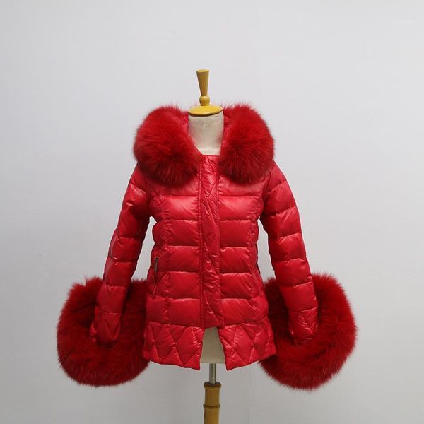 

new fashion real raccoon fur fur hood puffer jacket for ladies1, Black