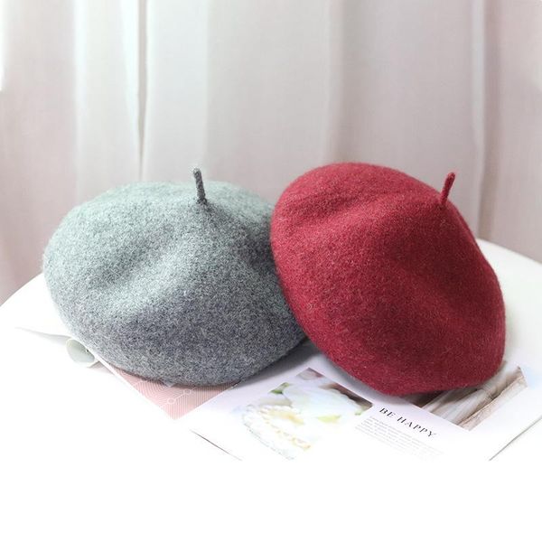 

new style knitted wool beret women's autumn and winter ring shape wild solid simple cappello donna boinas para mujer casquette, Blue;gray