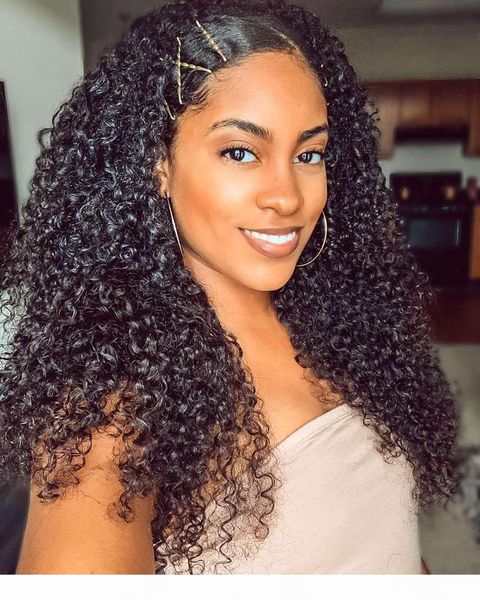 

diva lace front human hair wigs hd mongolian kinky curly wigs pre plucked with baby hair natural color for black women, Black;brown
