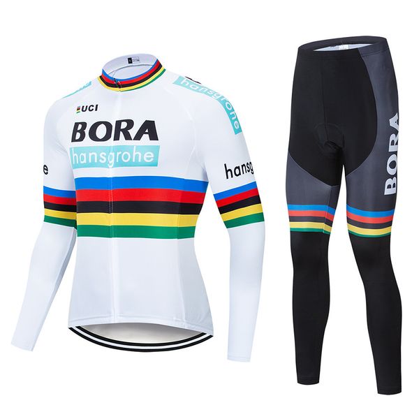 

2020 bora team cycling long sleevess jerseys (sets )cycling jersey gel pad bike set mtb sobycle ropa ciclismo mens bicycling wear, Gray