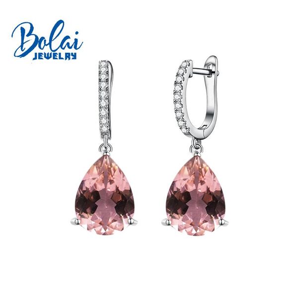 

bolaijewelry,created morganite nano gemstone earring 925 sterling silver for women gift