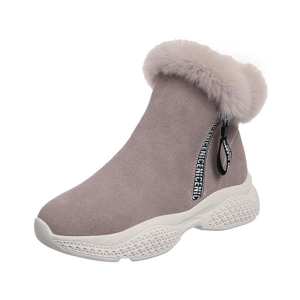 

new winter keep warm platform boots women fashion round toe sleeve snow boots shoes woman short plush ankle women footwear, Black