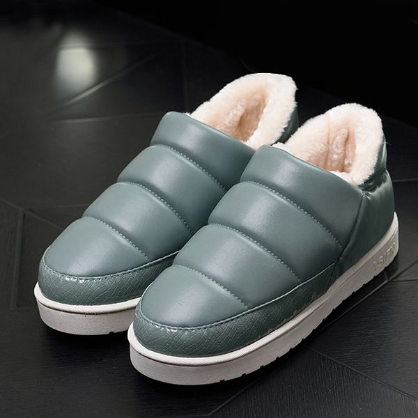 

women winter fur snow ankle boots warm flats pu leather waterproof women ladies comfortable house shoes mujer booties 201021, Black