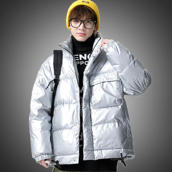 

90% white duck down jacket men solid color stand collar men jacket down puffer jacket fall winter casual warm coat high quality, Black