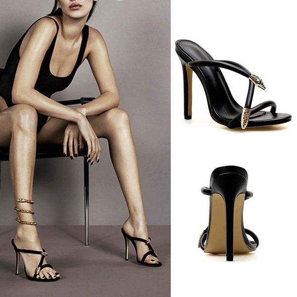 

2020 women's pumps high heels shoes slippers woman peep toe ladies female slides fashion thin heels lady women shoes pumps, Black