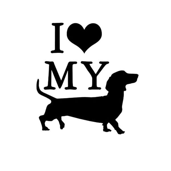 

10cm*11cm i love my weiner dog vinyl car window bumper car sticker black/silver c2-3042