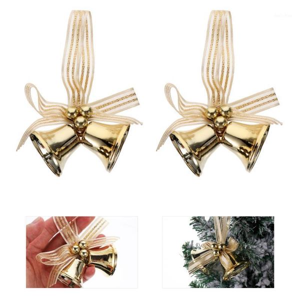 

2 pcs bell adornments adornment pendants golden charms for xmas1