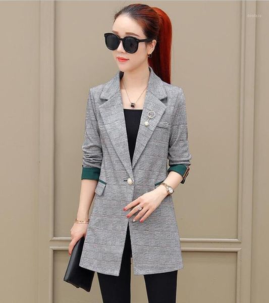 

blazer women suits new 2020 plaid long sleeve blazers women suit long slim spring jacket female coats clearance processing1, White;black