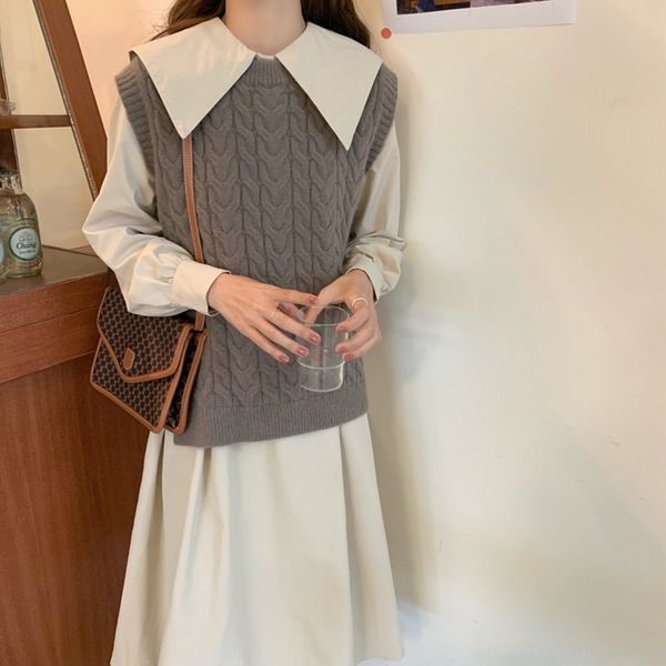 

осень длинный dress2020 новый стиль первая любовь девушка длинное платье с тонким темпераментом и два платья кусок стиля богини 6ojrz, Gray