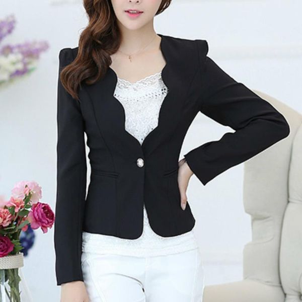 

women's suits & blazers fashion simple blazer feminino tight long sleeve pocket white black women casual elegant slim autumn winter coa
