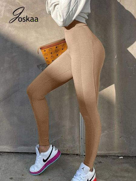 

joskaa ribbed knitted street sweatpants jogger pants for women high waist solid casual winter autumn pencil trousers loungewear, Black;white