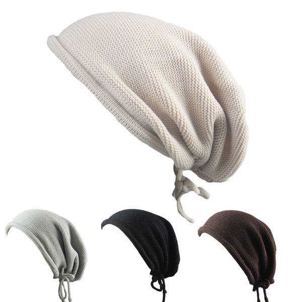 

new autumn winter men's and women's drawstring lace up pullover knitted hip hop hat, Black;green