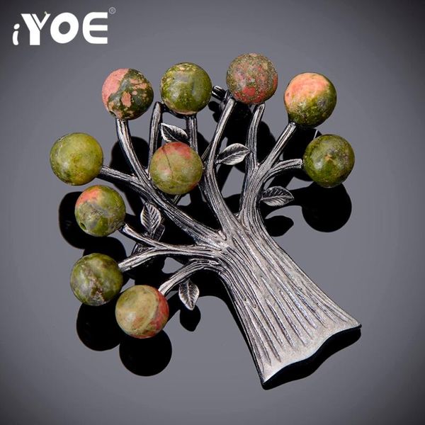 

iyoe симпатичные природный камень бисера дерево брошь для женщин antique silver color vintage воротник броши pins ювелирный бренд корсажи, Gray