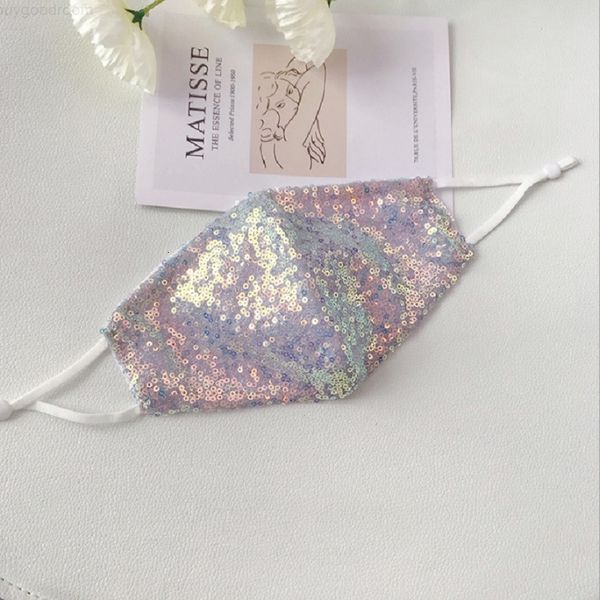 

2020 fashion bling 3d sequins mask washable reusable face care shield sun rainbow color gold elbow shiny face cover designer masks 19colors