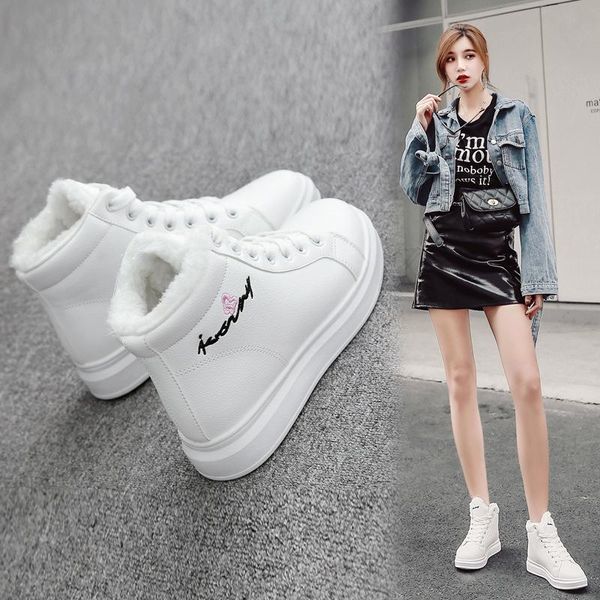 

2020 new women snow boots winter plush keep warm cotton shoes lace up velvet ankle boots zapatos de mujer botas, Black