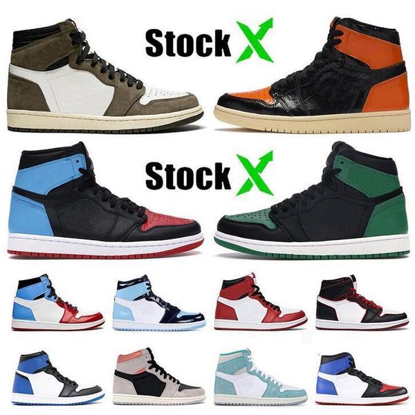 

high 2020 og jumpman 1 1s travis scotts game royal unc basketball shoes mens shattered backboard 3.0 sports sneakers size -13, Black