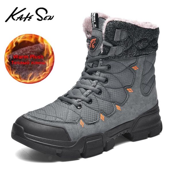 

new men boots winter fur с 2020 теплый снег boots мужчины зима спецобувь обувь мода rubber лодыжка обувь 38-46, Black