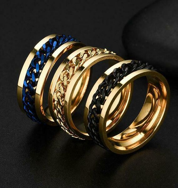 

chain fashion for punk stainless men steel silver gold ring jewelry