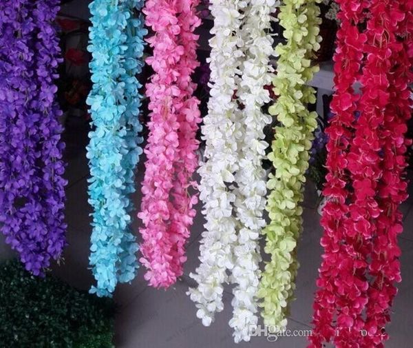 

decorative flowers & wreaths 2m super long artificial hydrangea wisteria flower diy simulation wedding arch door home wall hanging garland f