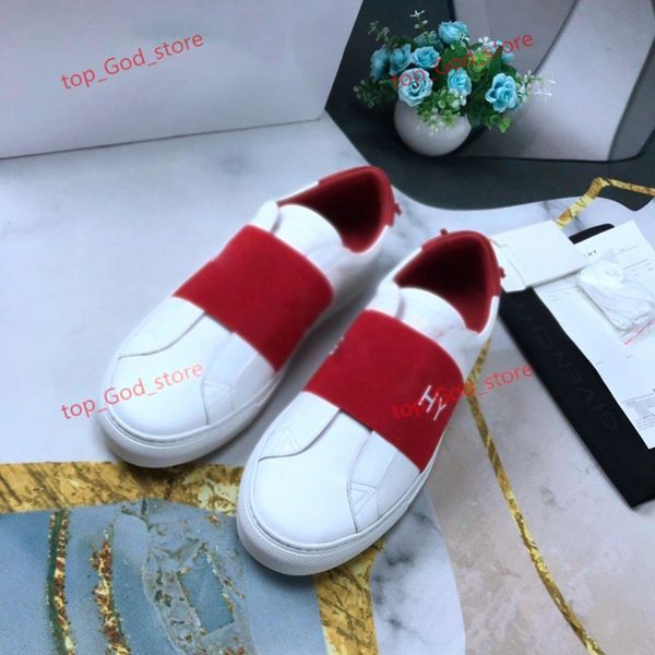 

with shoe box paris urban street webbing sneakers in leather womens men white elastic bands trainers low casual shoes, Black;red