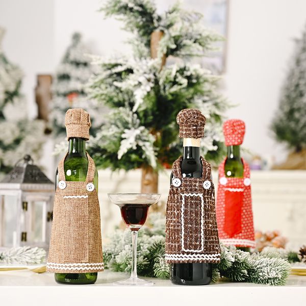 

christmas new ornaments lace apron wine set home decoration wine bottle set family atmosphere arrangement