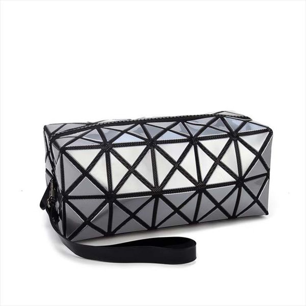 

2019 makeup bag fashion portable folding package pu leather makeup bags women geometric zipper cosmetic bag mini organizer bags