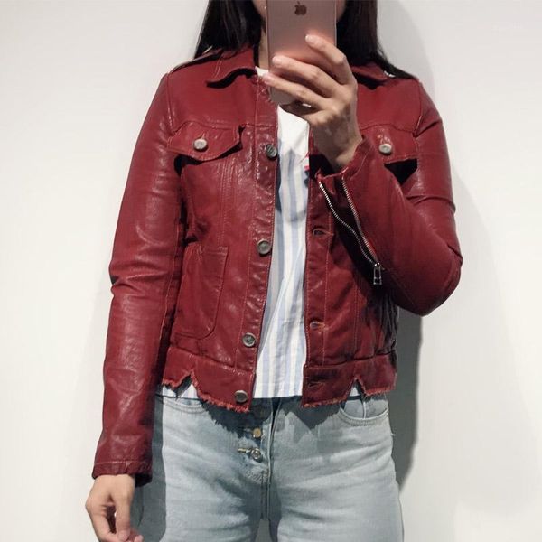 

ladies real leather jacket women genuine leather jacket frayed1, Black