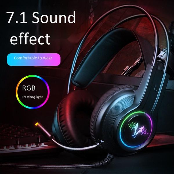 

h200 7.1 gaming headset наушники с микрофоном для компьютера пк профессионального gamer наушников объемного звучания rgb light
