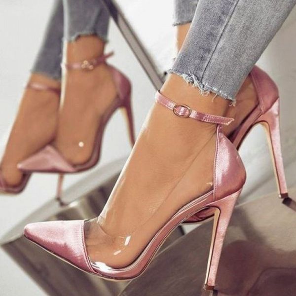

2022 new fashion woman wedding shoes beauty women pumps pointed toe high heels summer sandals transparent pumps ladies pink, Black