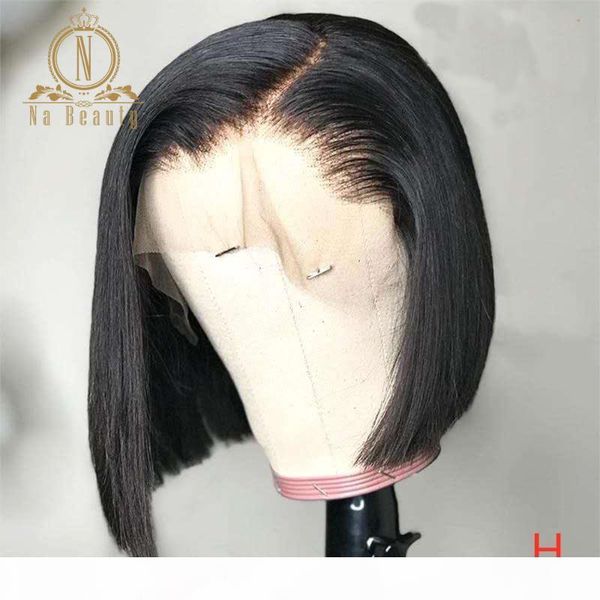 

hd transparent lace wigs short human hair wigs stright bob 13x6 lace front wig for black women remy hair pre plucked nabeauty, Black;brown