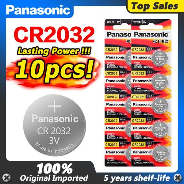 

panasonic 2020 promotion new 10pcs 3v cr2032 cr 2032 batteries coin cells watch clock calculator computer motherboard battery wmtqbi, Bronze;slivery