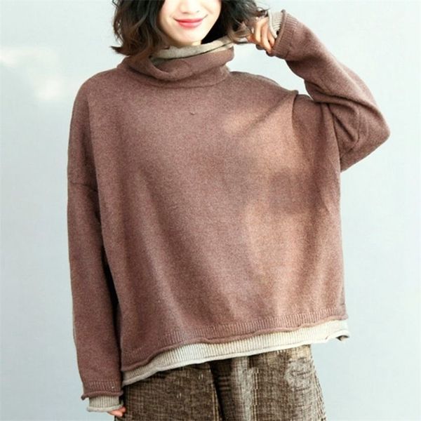 

mferlier women winter sweater turtleneck lady female oversized korean women sweaters and pullovers batwing sleeve y200910, White;black